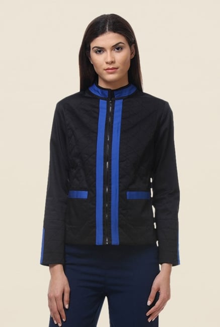Kaaryah Black Full Sleeves Cotton Silk Regular Fit Jacket Kaaryah Black Full Sleeves Cotton Silk Regular Fit Jacket