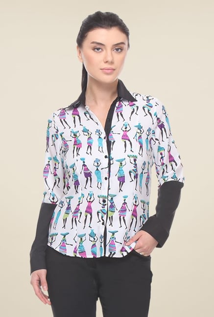 Kaaryah White Printed Shirt Kaaryah White Printed Shirt