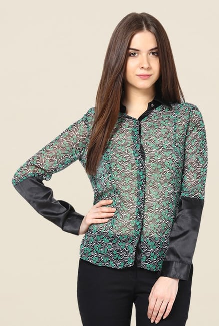 Kaaryah Green Printed Shirt Kaaryah Green Printed Shirt