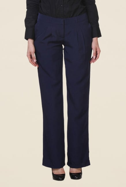 Kaaryah Navy Solid Trouser Kaaryah Navy Solid Trouser