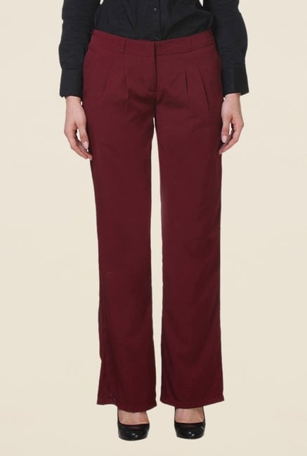 Kaaryah Wine Solid Trouser Kaaryah Wine Solid Trouser