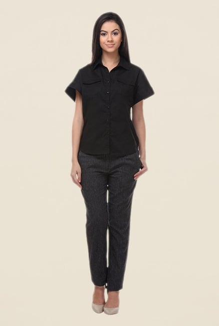 Kaaryah Black Solid Shirt Kaaryah Black Solid Shirt