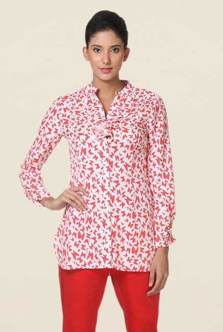 Kaaryah White & Red Printed Shirt Kaaryah White & Red Printed Shirt