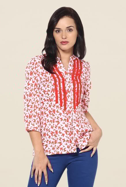Kaaryah White & Red Printed Shirt Kaaryah White & Red Printed Shirt