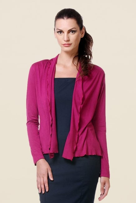 Kaaryah Pink Full Sleeves Shrug Kaaryah Pink Full Sleeves Shrug