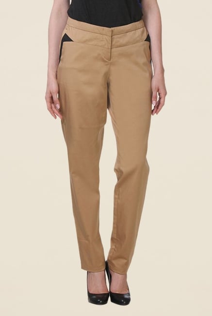 Kaaryah Beige Solid Trouser Kaaryah Beige Solid Trouser