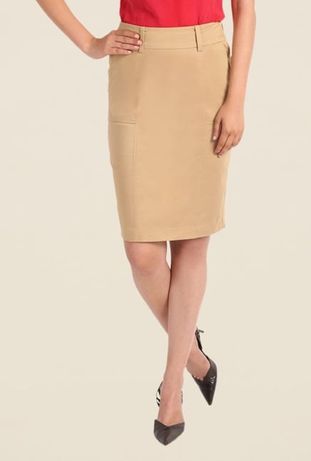 Kaaryah Beige Pencil Skirt Kaaryah Beige Pencil Skirt
