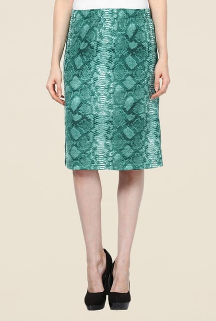 Kaaryah Turquoise Snake Print Skirt Kaaryah Turquoise Snake Print Skirt