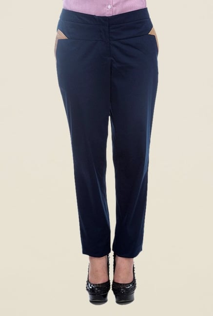 Kaaryah Navy Solid Trouser Kaaryah Navy Solid Trouser