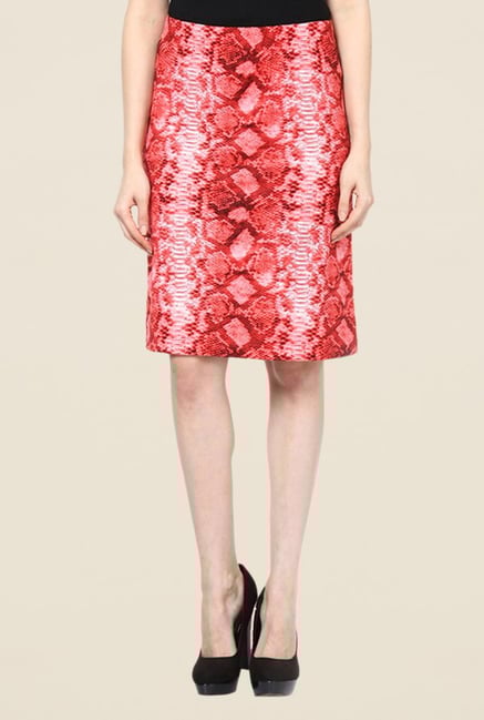 Kaaryah Red Snake Print Skirt Kaaryah Red Snake Print Skirt
