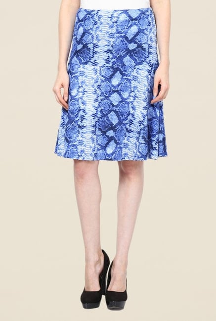 Kaaryah Blue Snake Print Skirt Kaaryah Blue Snake Print Skirt