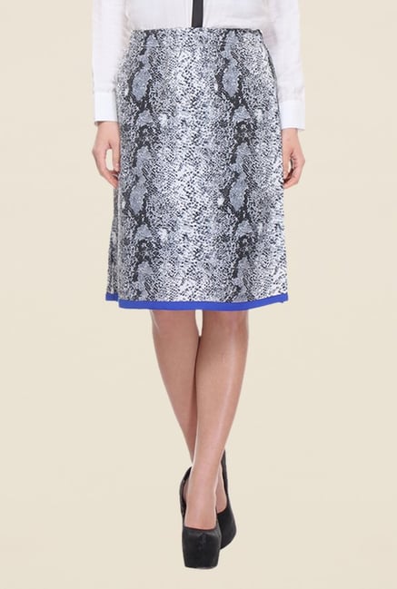 Kaaryah Grey Printed Straight Skirt Kaaryah Grey Printed Straight Skirt