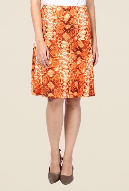 Kaaryah Orange Snake Print Skirt Kaaryah Orange Snake Print Skirt