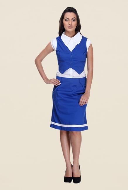 Kaaryah Blue Sleeveless Waistcoat Kaaryah Blue Sleeveless Waistcoat