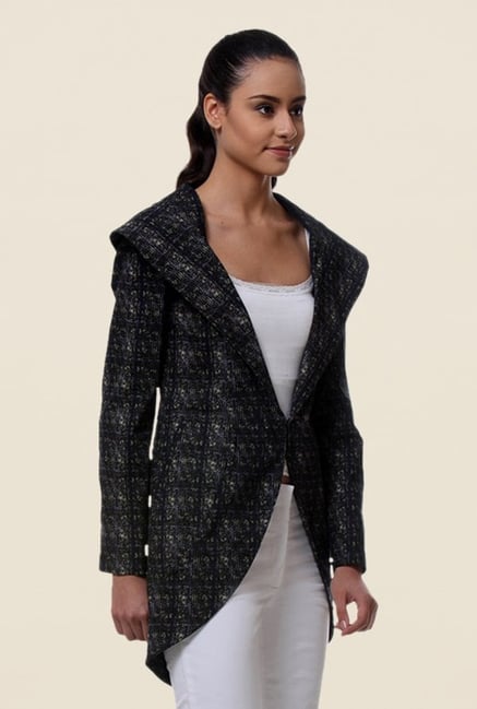 Kaaryah Black Printed Regular Fit Jacket Kaaryah Black Printed Regular Fit Jacket