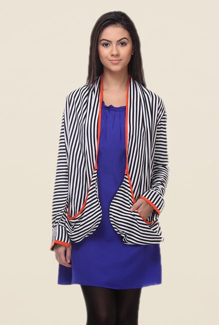 Kaaryah Black & White Full Sleeves Shrug Kaaryah Black & White Full Sleeves Shrug