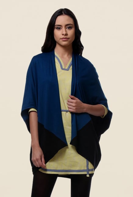 Kaaryah Navy & Black Kimono Sleeve Shrug Kaaryah Navy & Black Kimono Sleeve Shrug