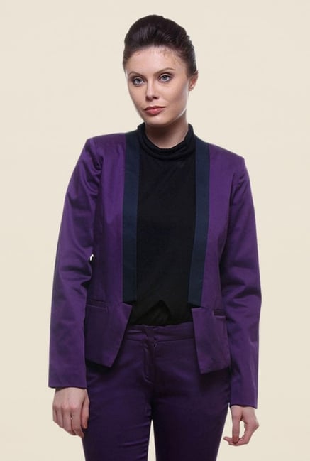 Kaaryah Purple Full Sleeves Blended Jacket Kaaryah Purple Full Sleeves Blended Jacket