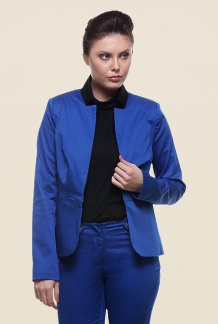 Kaaryah Blue Regular Fit Blended Jacket Kaaryah Blue Regular Fit Blended Jacket