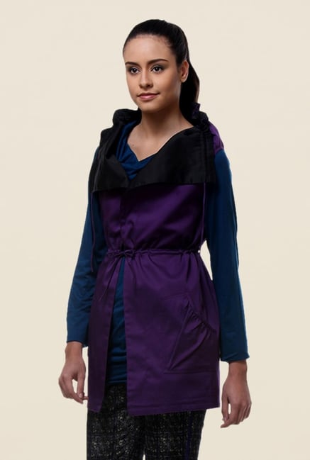 Kaaryah Purple Sleeveless Regular Fit Jacket Kaaryah Purple Sleeveless Regular Fit Jacket