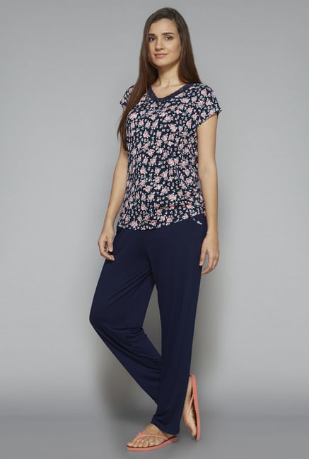 Intima by Westside Navy Floral Print Pyjama Set Intima by Westside Navy Floral Print Pyjama Set