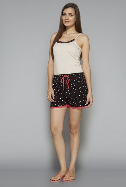 Intima by Westside Black Heart Print Shorts Intima by Westside Black Heart Print Shorts