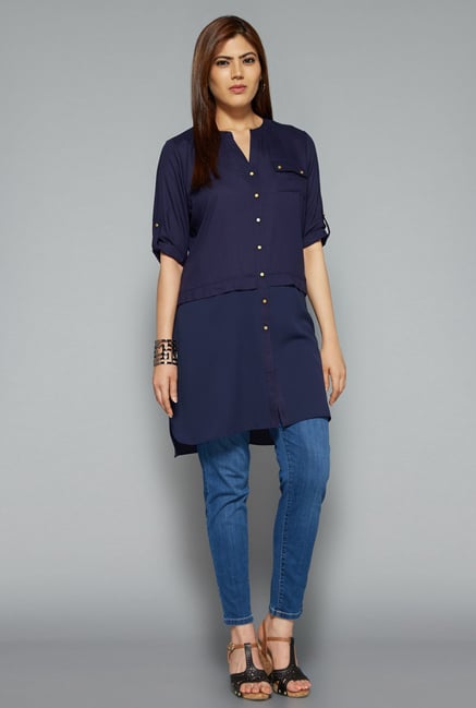 Gia by Westside Navy Liza Blouse Gia by Westside Navy Liza Blouse