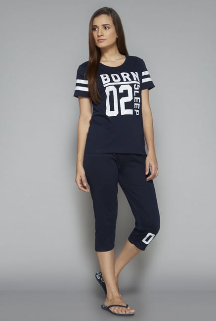 Intima by Westside Navy Printed Capri Set Intima by Westside Navy Printed Capri Set