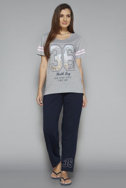 Intima by Westside Navy Printed Pyjama Set Intima by Westside Navy Printed Pyjama Set