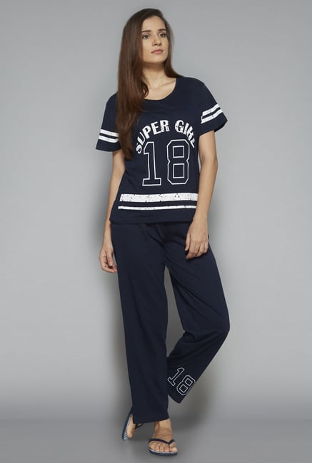 Intima by Westside Navy Printed Pyjama Set Intima by Westside Navy Printed Pyjama Set