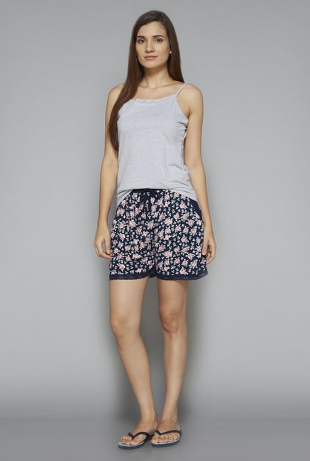 Intima by Westside Navy Floral Print Shorts Intima by Westside Navy Floral Print Shorts