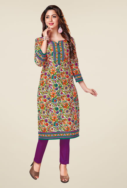 Salwar Studio Multicolor Floral Print Unstitched Kurti Salwar Studio Multicolor Floral Print Unstitched Kurti