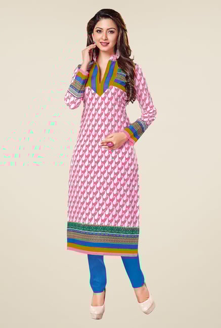 Salwar Studio Pink & Blue Paisley Print Unstitched Kurti Salwar Studio Pink & Blue Paisley Print Unstitched Kurti