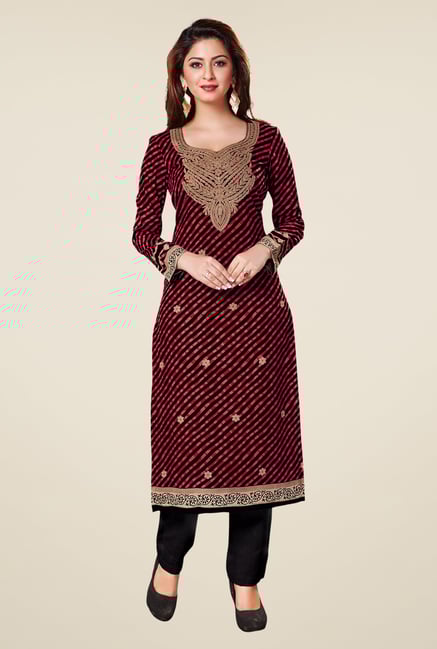 Salwar Studio Red & Black Cotton Printed Unstitched Kurti Salwar Studio Red & Black Cotton Printed Unstitched Kurti