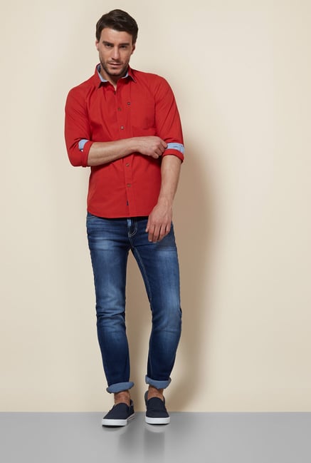 Provogue Red Slim Fit Shirt Provogue Red Slim Fit Shirt