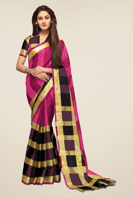 Salwar Studio Dark Pink & Black Saree Salwar Studio Dark Pink & Black Saree