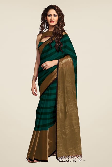 Salwar Studio Green Striped Saree Salwar Studio Green Striped Saree