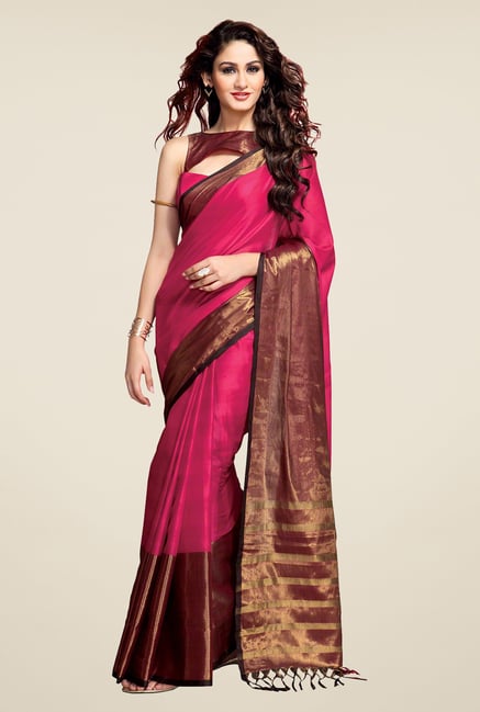 Salwar Studio Pink Striped Saree Salwar Studio Pink Striped Saree