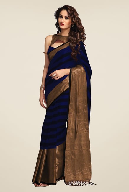 Salwar Studio Dark Blue & Black Saree Salwar Studio Dark Blue & Black Saree