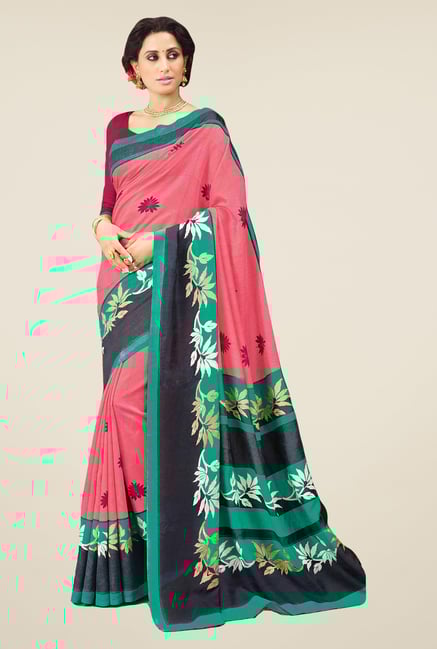 Salwar Studio Pink & Green Valkalam Bhagalpuri Silk Saree Salwar Studio Pink & Green Valkalam Bhagalpuri Silk Saree