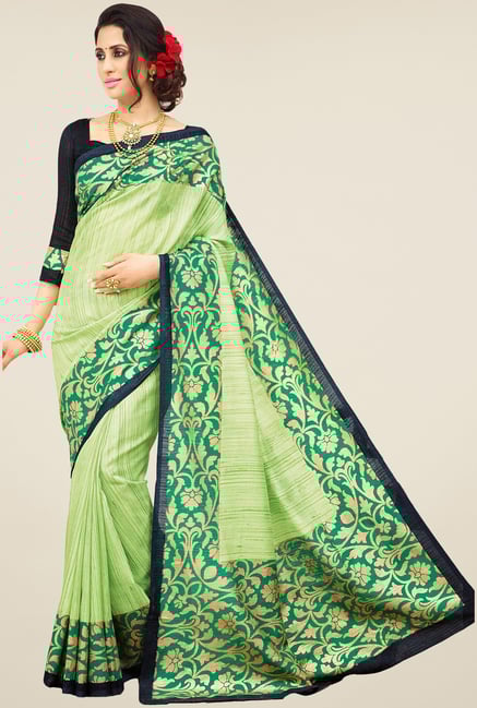 Salwar Studio Green Valkalam Bhagalpuri Silk Saree Salwar Studio Green Valkalam Bhagalpuri Silk Saree