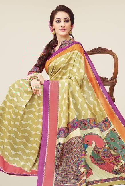 Salwar Studio Green & Pink Valkalam Bhagalpuri Silk Saree Salwar Studio Green & Pink Valkalam Bhagalpuri Silk Saree