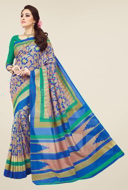 Salwar Studio Blue & Green Valkalam Bhagalpuri Silk Saree Salwar Studio Blue & Green Valkalam Bhagalpuri Silk Saree