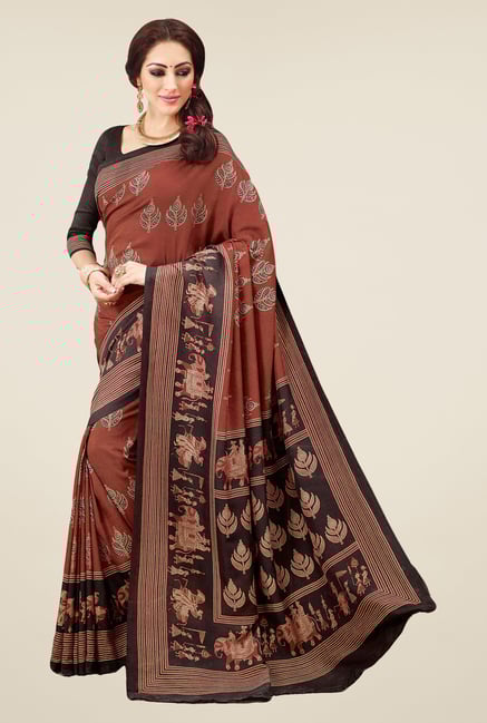 Salwar Studio Brown & Black Valkalam Bhagalpuri Silk Saree Salwar Studio Brown & Black Valkalam Bhagalpuri Silk Saree