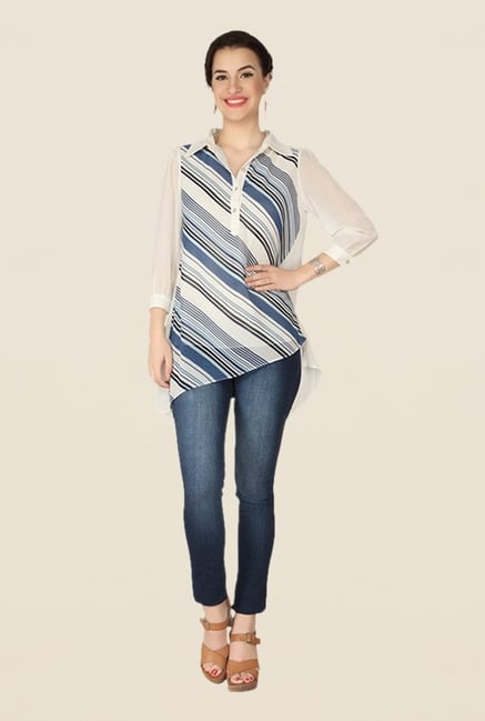 Soie Off White Striped Top Soie Off White Striped Top