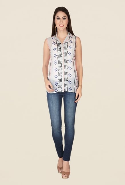 Soie Off White Printed Top Soie Off White Printed Top