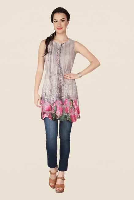 Soie Beige Floral Print Tunic Soie Beige Floral Print Tunic