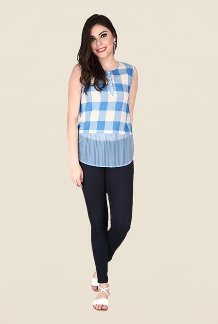 Soie Blue Checks Top Soie Blue Checks Top