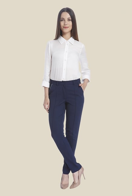 Vero Moda Navy Solid Trouser Vero Moda Navy Solid Trouser