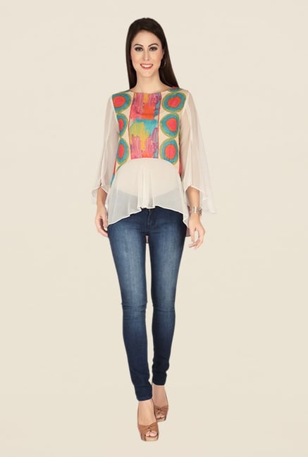 Soie Beige Printed Top Soie Beige Printed Top